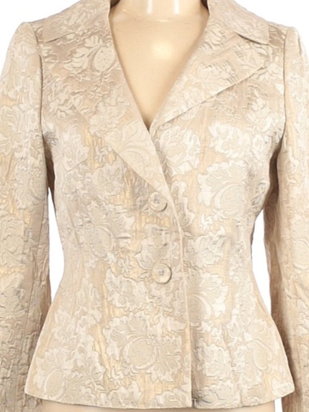 ANN TAYLOR Elegant Gold/Ivory Jacquard Blazer - EUC
